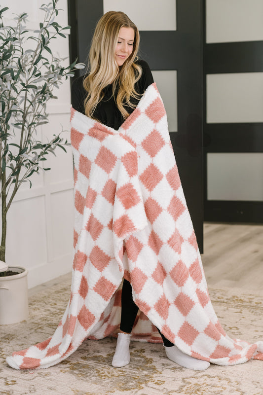 Cotton Candy Checks Blanket – Soft Checkered Cozy Throw