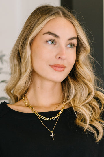 Layered Gold Cross Necklace