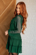 Festive party dress featuring balloon sleeves and fully lined tiered skirt