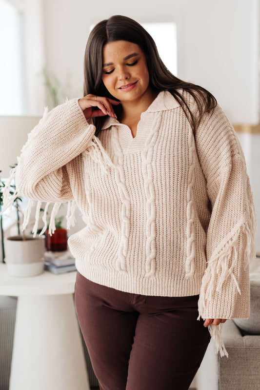 Plus Size Sweet Surrender Fringe Sweater